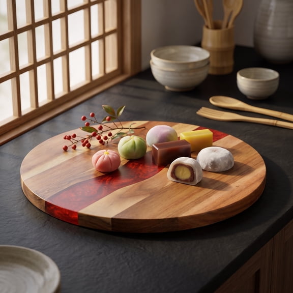FONDOTIN Maple Wood Round Cutting Board for Kitchen Meat Fish and Vegetable Preparation