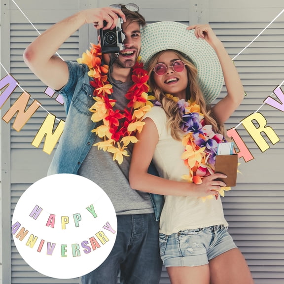 FONDOTIN Anniversary Banner Paper Colorful Wedding Celebration 1Set