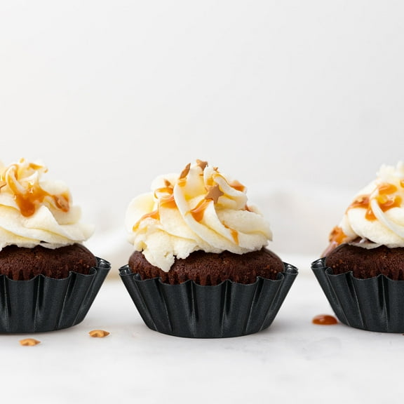 FONDOTIN Mini Cake Pans Non-Stick Tart Pans Carbon Steel 12Pcs