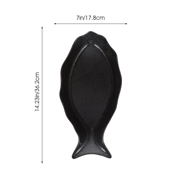 FONDOTIN Modern Style Black Ceramic Fish Serving Dish for Parties and Gatherings