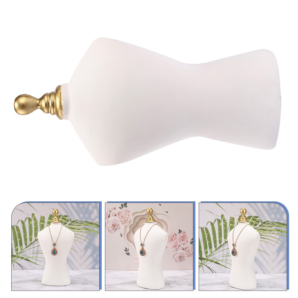 FONDOTIN White Resin Jewelry Display Mannequin Necklace Holder for Boutique and Retail Store Presentation