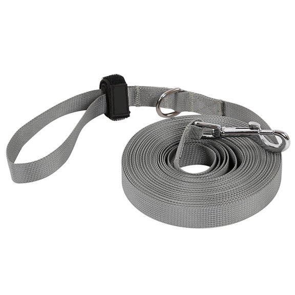 FONDOTIN Dog Leash Nylon Pulling Rope with Metal Clasp Grey Durable Handle for Walking