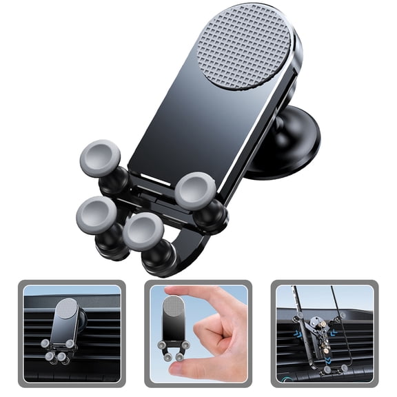 FONDOTIN Phone Holder Car Black Silicone Material with Stable Stand and 360 Degree Adjustable Rotation