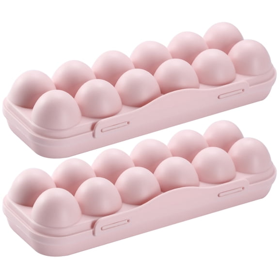 FONDOTIN Pink Egg Storage Box with Grooves Design for Refrigerator Home Use 12 Eggs Capacity Plastic