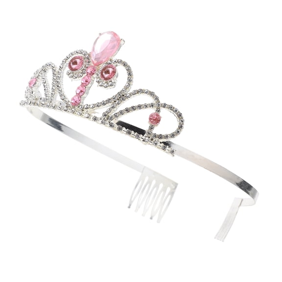 FONDOTIN Pink Kids Crown Alloy Headdress for Birthday Parties and Photo Shoots, Unique Hair Decor