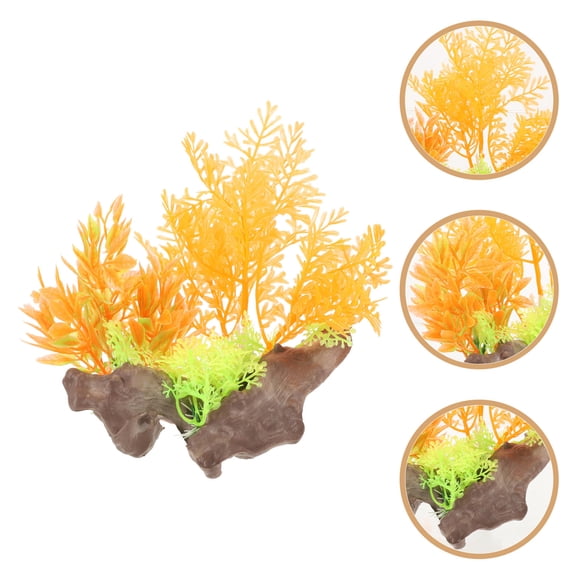FONDOTIN Betta Fish Tank Decorations Orange Fake Plants for Freshwater Aquarium Ornament