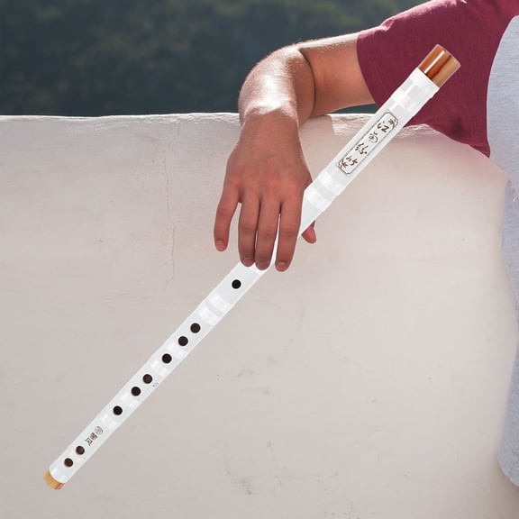 FONDOTIN Professional Bamboo Flute Set for Beginners and Students White Woodwind Instrument 6 Hole 29.5 Inch