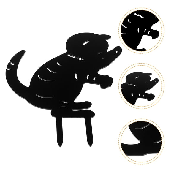 FONDOTIN Acrylic Cat Stake Outdoor Yard Decor Sturdy Black Garden Ornament for Lawn