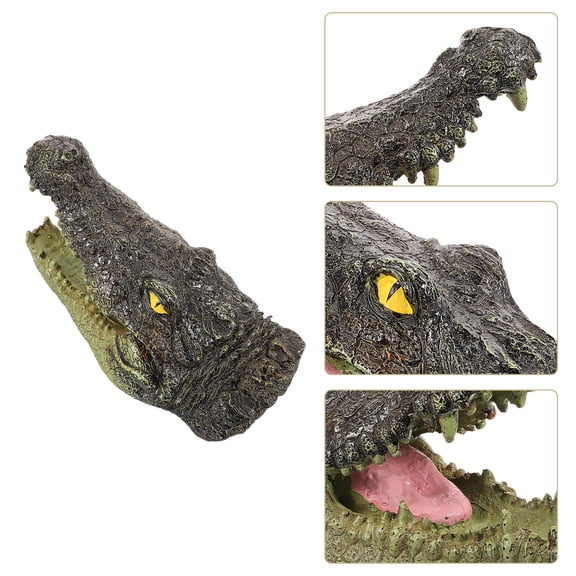 FONDOTIN Crocodile Head Ornament Resin Funny Garden Decor 1Set