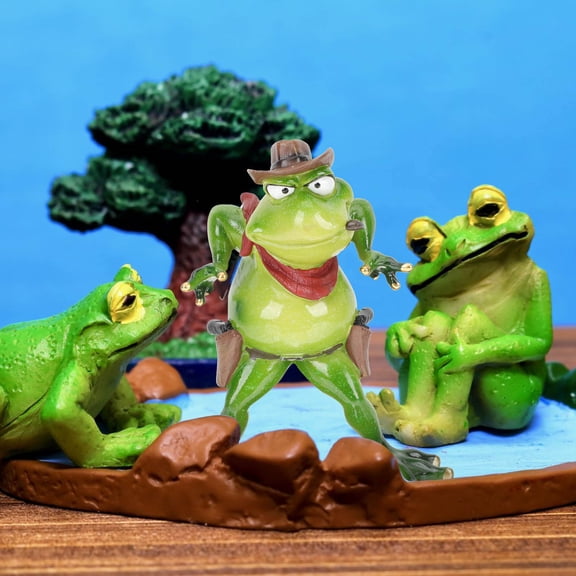 FONDOTIN Hand Painted Resin Frog Ornament for Garden and Indoor Table Centerpiece