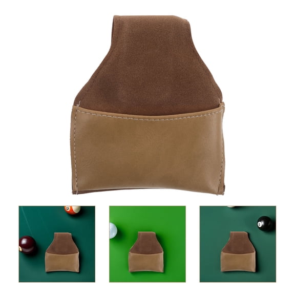 FONDOTIN Reusable Light Brown Chalk Holder for Billiards with Portable Design and Premium PU Material