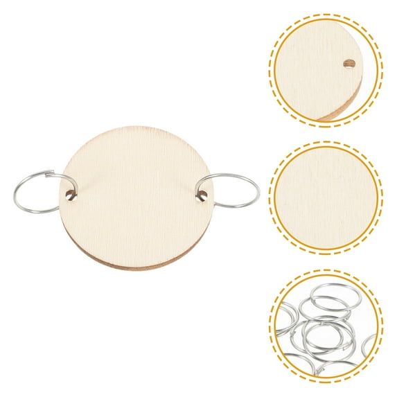FONDOTIN Round Wooden Slices With Iron Loops Set 50Pcs Date Reminder Discs For Home Decoration Family Use