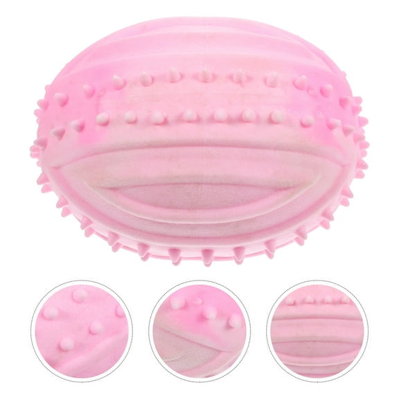 FONDOTIN Pink Rubber Dog Chew Ball with Scented Squeaky Speaker for Active Dog Fetch Fun