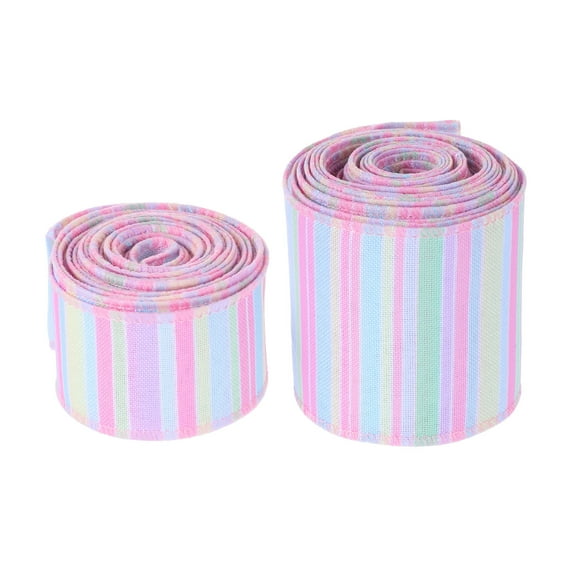 FONDOTIN Rustic Style Multi Color Ribbon for Easter Decor and Holiday Decor 2 Rolls 450.00X3.80in