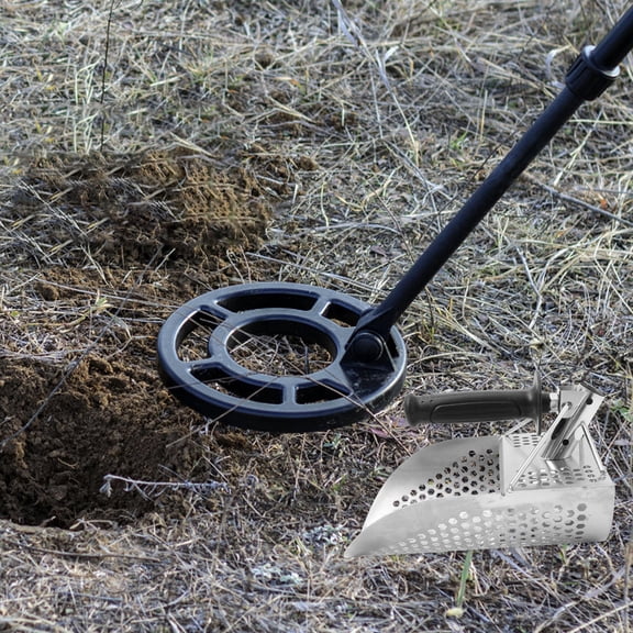 FONDOTIN Stainless Steel Digging Spade Metal Detecting Silver 1Pcs