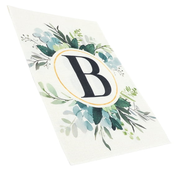 FONDOTIN Linen Letter B Garden Flag with Floral Plants Print Outdoor Yard Decor