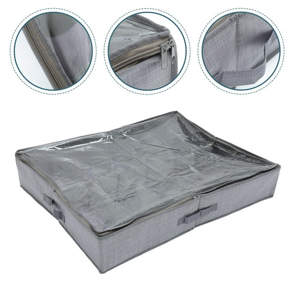 FONDOTIN Shoe Storage Box with Transparent Cover Under Bed Grey Large Capacity 1Pack