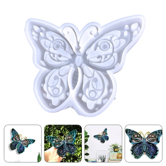 FONDOTIN Flexible Reusable Silicone Mold for Butterfly Wall Art Crafts, Non-Stick White Mold for Home Decor