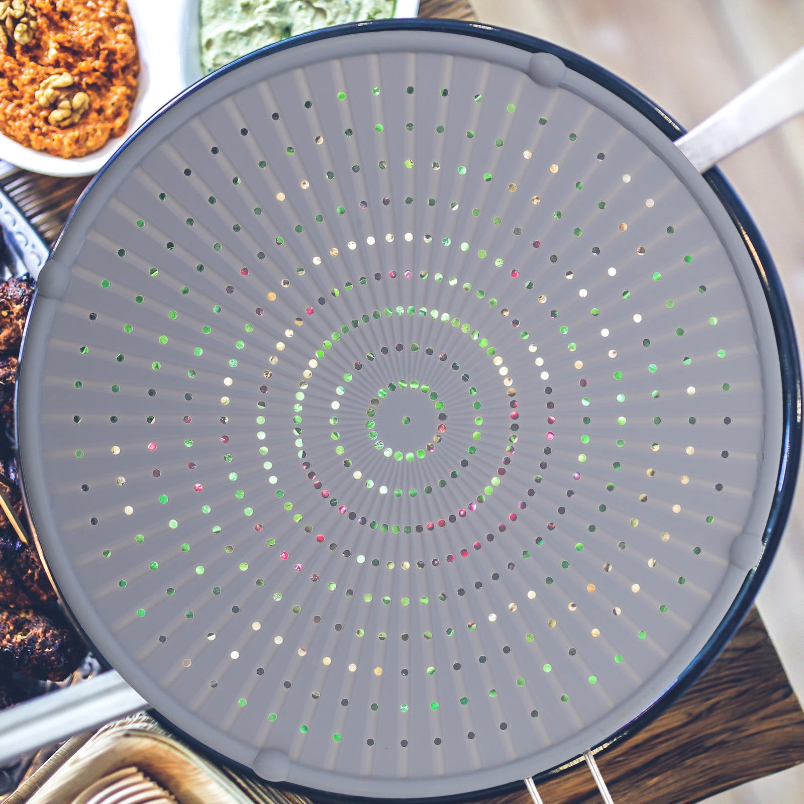 FONDOTIN Silicone Kitchen Splatter Screen Grey Frying Pan Cover Heat ...