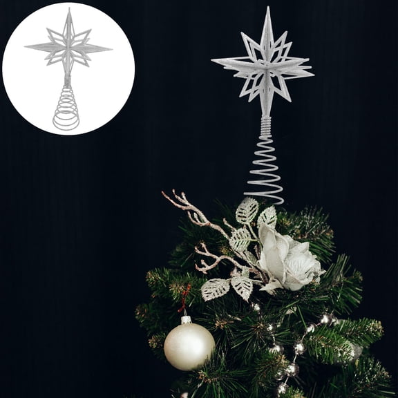 FONDOTIN Silver Christmas Tree Topper 1Pcs with Iron for Classic Holiday and Home Decor