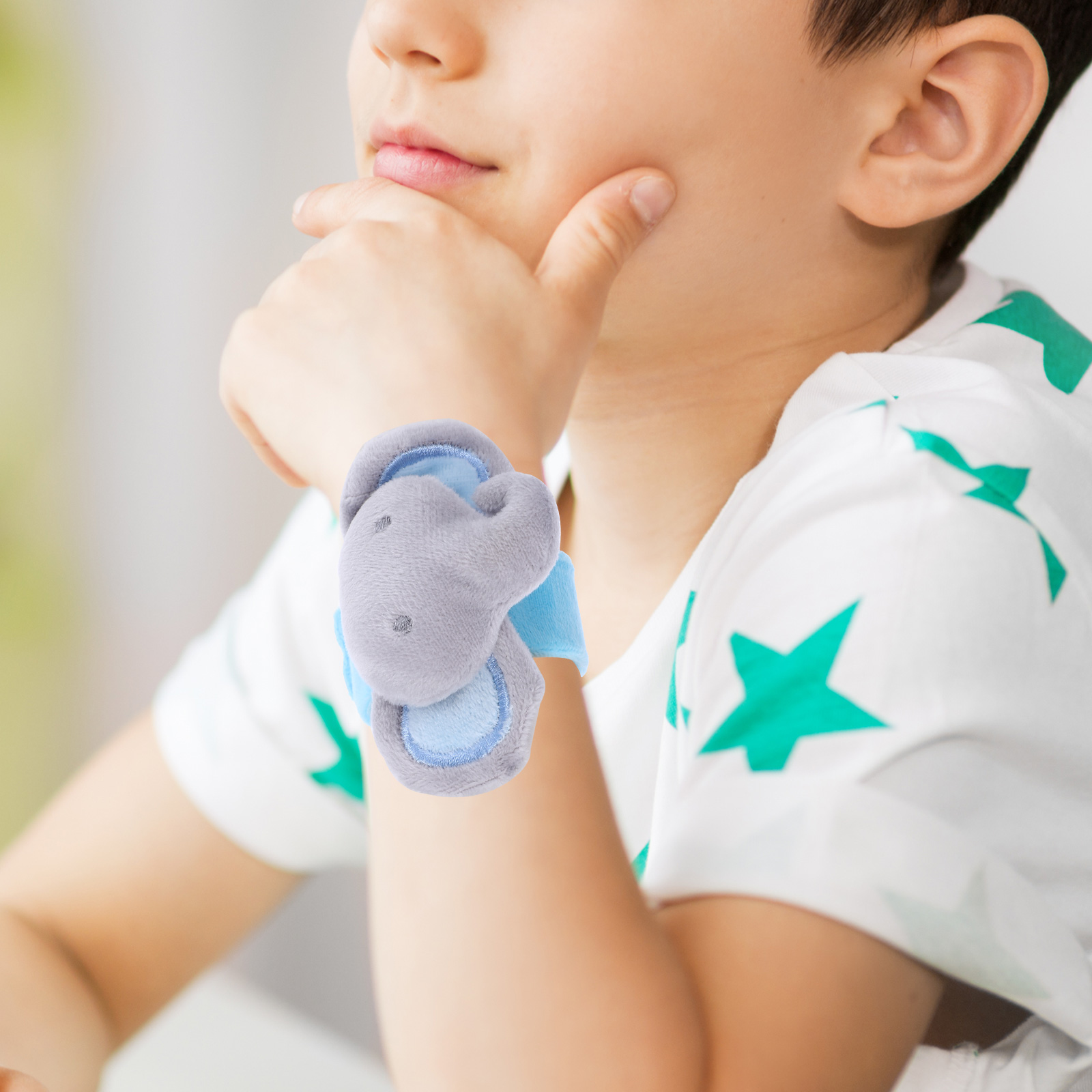 FONDOTIN Sky-Blue Plush Elephant Slap Bracelet 1 Piece For Children ...