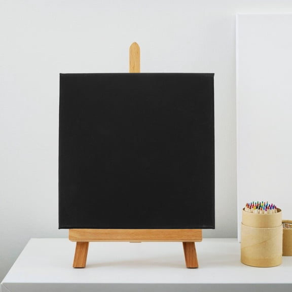 FONDOTIN Square Canvas Panel for Students Black Canvas Break Resistance 1Pack