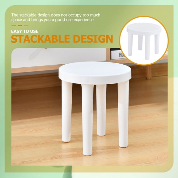 FONDOTIN Stackable White Three Legged Stool for Living Room Bathroom and Office Seating