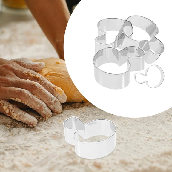 FONDOTIN Stainless Steel Mushroom Cookie Cutter DIY Baking, Easy to Clean, Silver, 4 Pieces