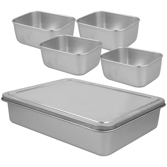 FONDOTIN Stainless Steel Bar Condiment Box with Multiple Compartments Snack Serving Box for Kitchen