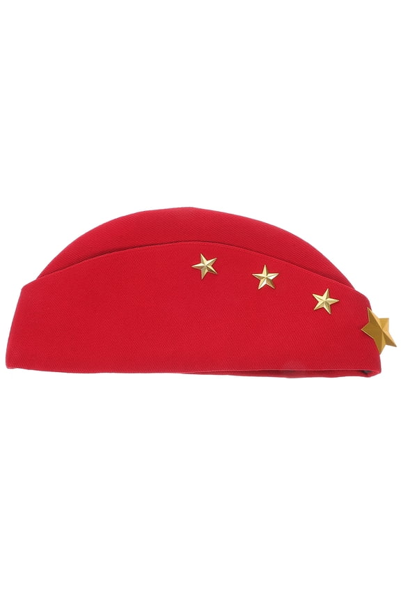 Beret Hat Red Canvas For Party Performance Square Dance 1Set 11x5.5in