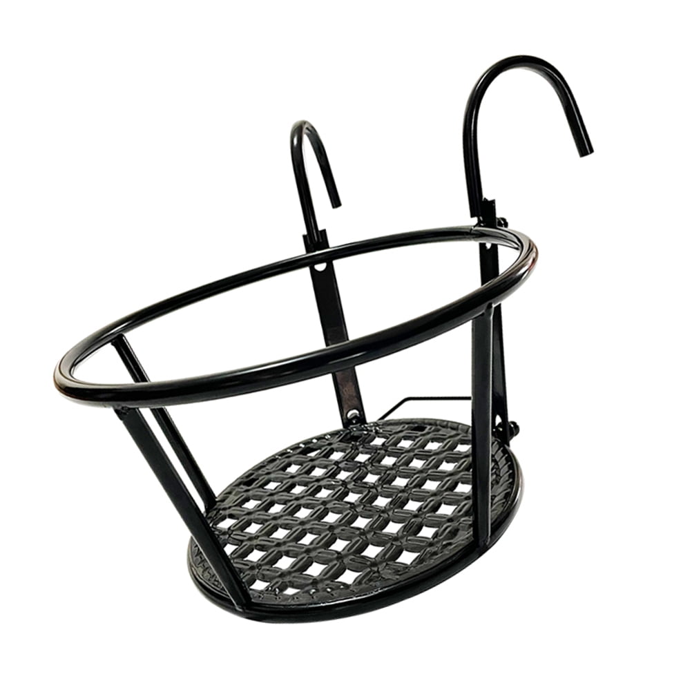 FONDOTIN Metal Hanging Flower Baskets for Garden Railing, 1 Pair Decorative Outdoor Plant Holders