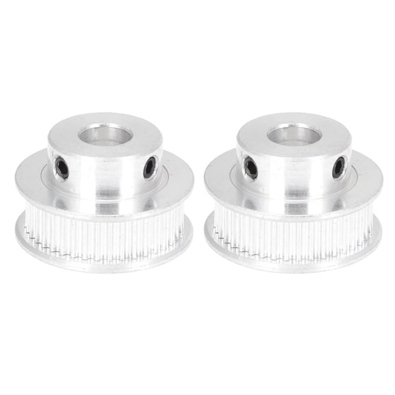 FONDOTIN 2Pcs Metal Timing Belt Pulley Plated Silver with Side Screw Mount for 3D Printer and Cnc