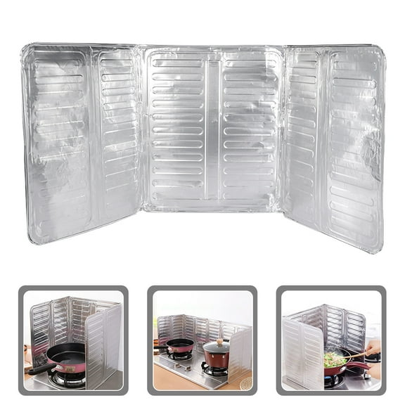 FONDOTIN Aluminum Foil Splatter Guard Foldable Kitchen Shield Fondotin Silver for Daily Use