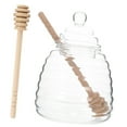 thumbnail image 1 of FONDOTIN 1Set Clear Glass Honey Pot with Dipper Convenient Multiuse Honey Dispenser for Home, 1 of 8