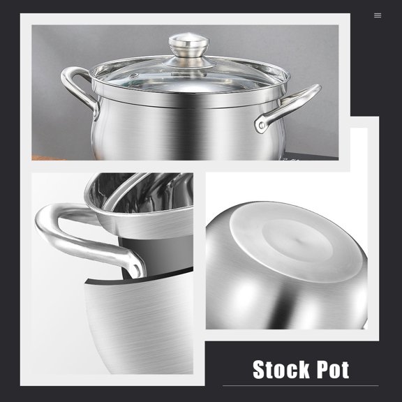 FONDOTIN Two-Ears Stainless Steel Soup Stewing Pot Fast Heat Conduction Household Kitchenware
