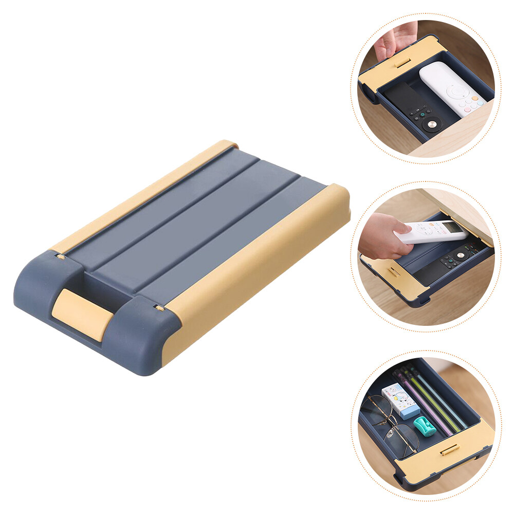 FONDOTIN Under Desk Drawers 1Pcs Blue Rectangular Storage Drawer For Office Use And Abs Material