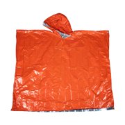FONDOTIN Portable Orange Rain Poncho for Adults Waterproof Emergency Raincoat