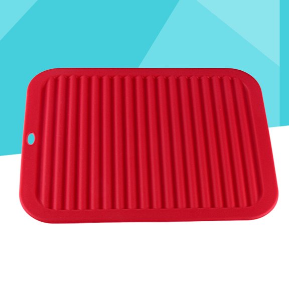 FONDOTIN Table Anti Scalding Mats Silicone Red For Kitchen 1Pcs 11.8x9.1x0.2in