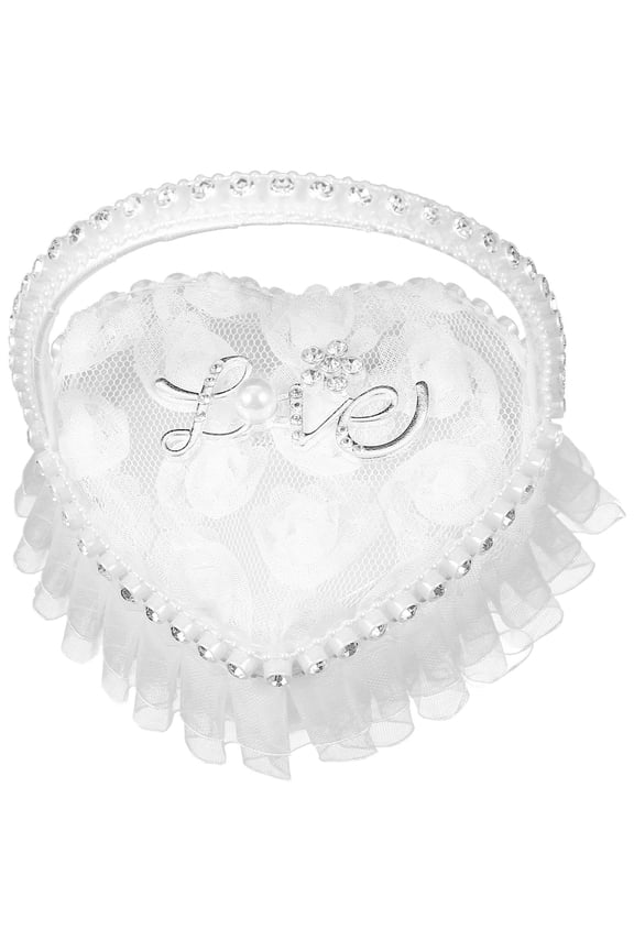 Wedding Party Favors 1Pcs Lace and Satin Heart Shape Ring Pillow