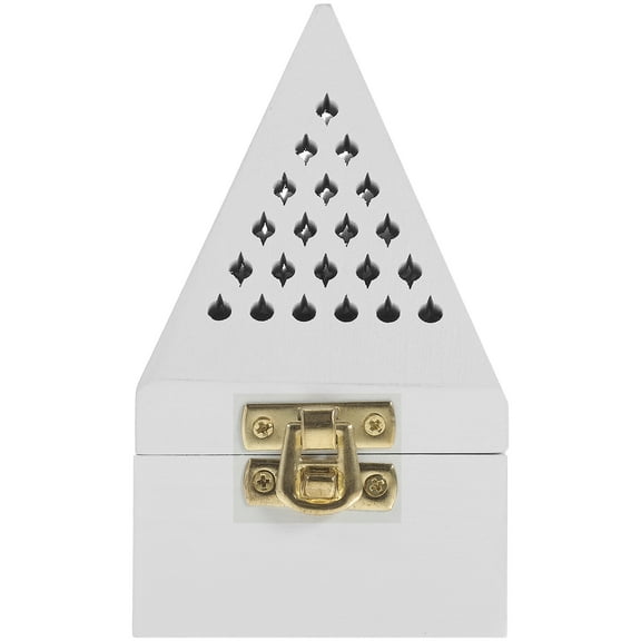 FONDOTIN White Bakhoor Burner Holder Wooden Metal Incense Box for Aroma Therapy Relaxation 1Pack