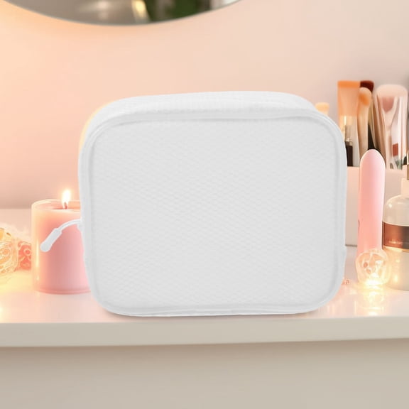 FONDOTIN White EVA Makeup Bag with Zipper, Travel Cosmetic Pouch for Women, Portable and Storage Case