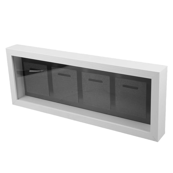 FONDOTIN White Medal Display Case with Wooden Frame and Protective Dust Cover for Race and Sports Medals
