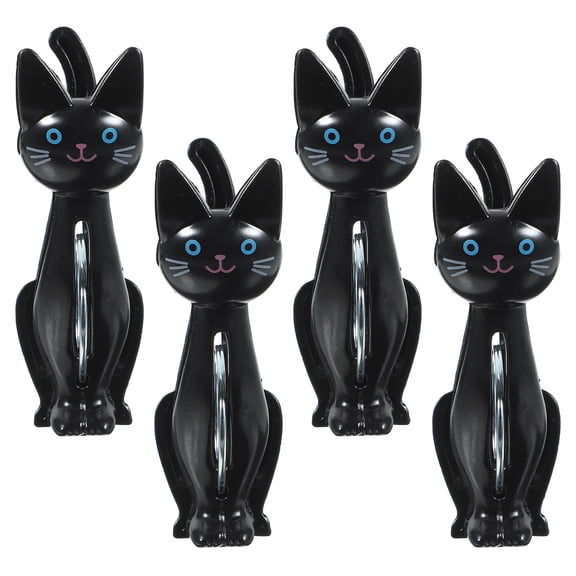 FONDOTIN Plastic Clothes Clips Cartoon Cat Clothespin Black 4Pcs