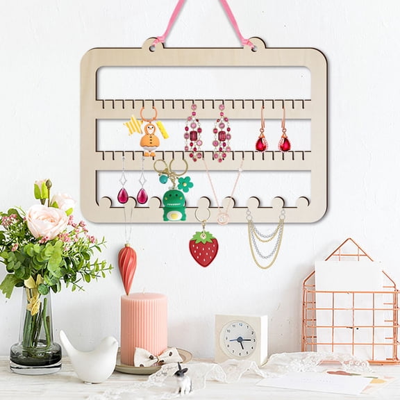 FONDOTIN Jewelry Organizer Wall Space Saving in Wood for Women 1Pack