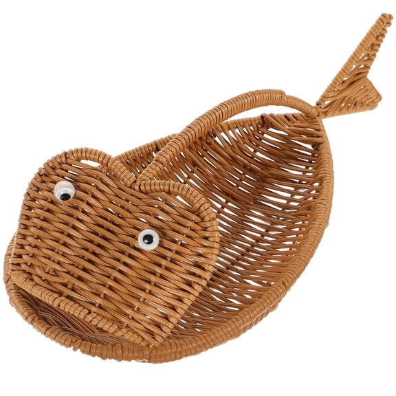 FONDOTIN Woven Storage Basket Storage Basket Brown PP Fish Shape Decoration 1Set