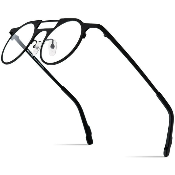 FONEX Colorful Pure Titanium Glasses Frame Women Retro Round Eyeglasses ( 85855 Black )