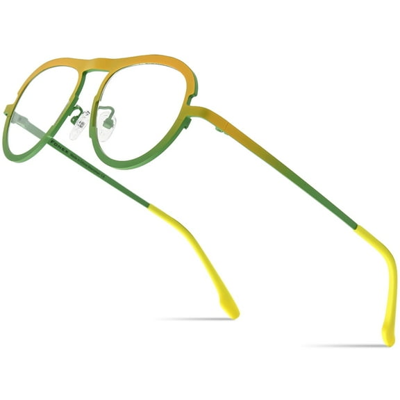 FONEX Colorful Titanium Glasses Frame Men Pilot Optical Eyeglasses ( 85800 Yellow Green )