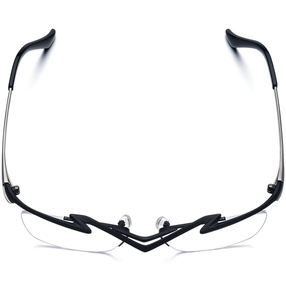FONEX Pure Titanium Glasses Frame Men Semi Rimless Square Eyeglasses Eyewear ( 85763 Black )