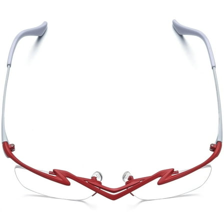 FONEX Pure Titanium Glasses Frame Men Semi Rimless Square Eyeglasses Eyewear ( 85763 Red )