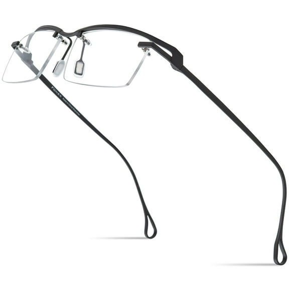 FONEX Pure Titanium Glasses Frame Men Semi Rimless Square Eyeglasses Eyewear ( 85817 Gun C6 )